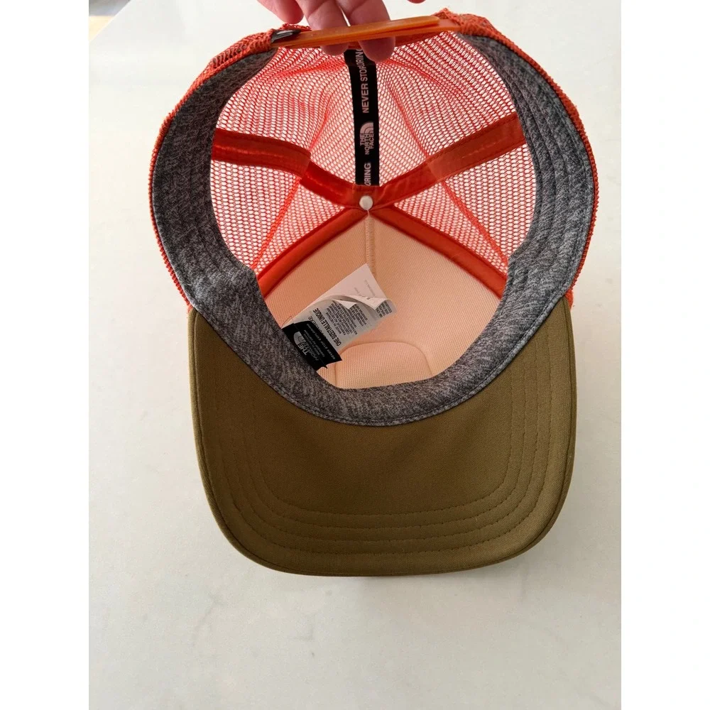 The‎ North Face Valley Trucker Hat Orange White Brown Mesh Snapback NF0A55IT